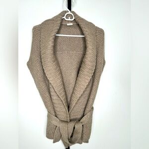 Agnona Taupe Cashmere Open Front Sleeveless Cardigan - Luxurious Comfort
